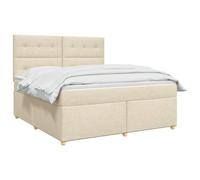 vidaXL Lit à sommier tapissier avec matelas Crème 140 x 190 cm Tissu