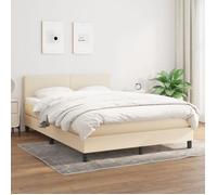 VidaXL Lit à sommier tapissier avec matelas Crème 140x190 cm Tissu - Modèle 3139894