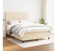 vidaXL Lit à sommier tapissier avec matelas Crème 140x200 cm Tissu