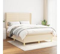 Vidaxl Lit À Sommier Tapissier Avec Matelas Crème 140x200 Cm Tissu