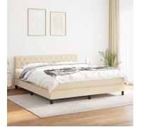 VidaXL Lit à sommier tapissier avec matelas Crème 160x200 cm Tissu - Modèle 3140310