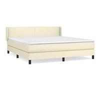 vidaXL Lit à sommier tapissier avec matelas Crème 160x200cm Similicuir Autre
