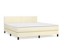 vidaXL Lit à sommier tapissier avec matelas Crème 160x200cm Similicuir Autre