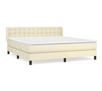vidaXL Lit à sommier tapissier avec matelas Crème 180x200cm Similicuir