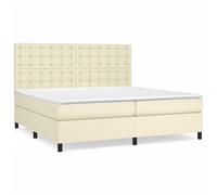 vidaXL Lit à sommier tapissier avec matelas Crème 200x200cm Similicuir