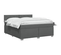 vidaXL Lit à sommier tapissier avec matelas et LED Gris foncé 160 x 200 cm | Bande LED intégrée pour une lumière d'ambiance cool, réglage facile de la hauteur à 78/88 cm, parfait pour différents