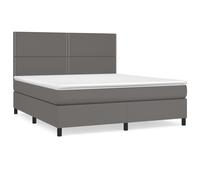 3142801 vidaXL Lit à sommier tapissier avec matelas Gris 180x200 cm Similicuir