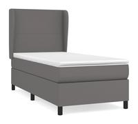 Vidaxl Lit À Sommier Tapissier Avec Matelas Gris 80x200 Cm Similicuir Gris