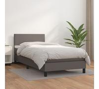 vidaXL Lit à sommier tapissier avec matelas Gris 90x190 cm Similicuir