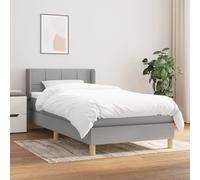 vidaXL Lit boxspring avec matelas gris clair 100x200 cm Tissu
