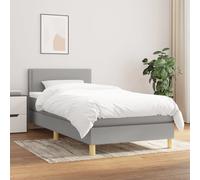 Vidaxl Lit À Sommier Tapissier Avec Matelas Gris Clair 100x200cm Tissu Gris
