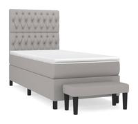 Vidaxl Lit À Sommier Tapissier Avec Matelas Gris Clair 100x200cm Tissu Gris