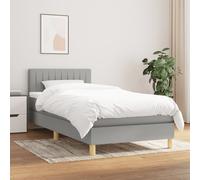 Sommier à Lattes de Lit avec Matelas, Lit Rembourré, Lit Simple, Lit Adulte de Chambre à Coucher Intérieur, Moderne, Gris Clair 100x200cm Tissu