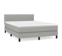 vidaXL Sommier à lattes de lit avec matelas Gris clair 140x200cm Tissu 3140217