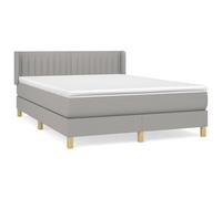 Sommier à Lattes de Lit avec Matelas, Lit Rembourré, Lit Double, Lit Adulte de Chambre à Coucher Intérieur, Moderne, Gris Clair 140x200cm Tissu