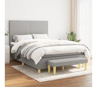 Vidaxl Lit À Sommier Tapissier Avec Matelas Gris Clair 140x200cm Tissu Gris