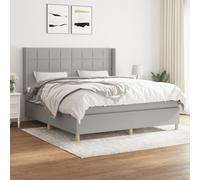 Vidaxl Lit À Sommier Tapissier Avec Matelas Gris Clair 160x200cm Tissu Gris