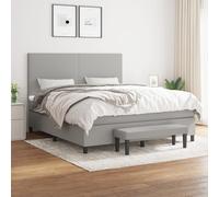 Vidaxl Lit À Sommier Tapissier Avec Matelas Gris Clair 160x200cm Tissu Gris