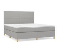 vidaXL Sommier à Lattes de Lit avec Matelas, Lit Rembourré, Lit Double, Lit Adulte de Chambre à Coucher Intérieur, Moderne, Gris Clair 160x200cm Tissu 3142185 Gris
