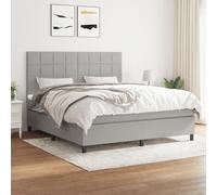 Sommier à Lattes de Lit avec Matelas, Lit Rembourré, Lit Double, Lit Adulte de Chambre à Coucher Intérieur, Moderne, Gris Clair 180x200cm Tissu