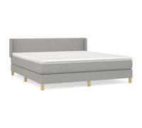 vidaXL Sommier à Lattes de Lit avec Matelas, Lit Rembourré, Lit Double, Lit Adulte de Chambre à Coucher Intérieur, Moderne, Gris Clair 180x200cm Tissu Gris clair
