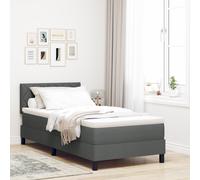 Vidaxl Lit À Sommier Tapissier Avec Matelas Gris Foncé 100x200 Cm Tissu Gris