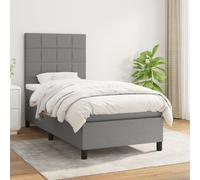 Vidaxl Lit À Sommier Tapissier Avec Matelas Gris Foncé 100x200cm Tissu Gris