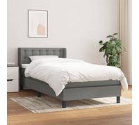 Vidaxl Lit À Sommier Tapissier Avec Matelas Gris Foncé 100x200cm Tissu Gris