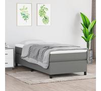 VidaXL Lit à sommier tapissier avec matelas Gris foncé 100x200cm Tissu - Modèle 3144400