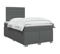 vidaXL Lit à sommier tapissier avec matelas, gris foncé, 120 x 200 cm