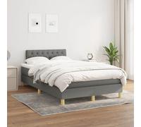 Vidaxl Lit À Sommier Tapissier Avec Matelas Gris Foncé 120x200cm Tissu Gris