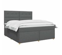 vidaXL Lit à sommier tapissier avec matelas, gris foncé, 140 x 190 cm