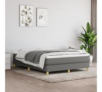 vidaXL Sommier à Lattes de Lit avec Matelas, Lit Rembourré, Lit Double, Lit Adulte de Chambre à Coucher Intérieur, Moderne, Gris Foncé 140x190cm Tissu