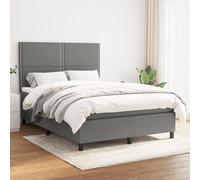 vidaXL Lit à sommier tapissier avec matelas Gris foncé 140x190cm Tissu