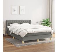 Vidaxl Lit À Sommier Tapissier Avec Matelas Gris Foncé 140x190cm Tissu Gris
