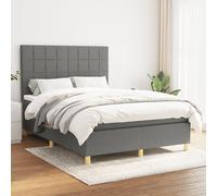 Vidaxl Lit À Sommier Tapissier Avec Matelas Gris Foncé 140x190cm Tissu Gris