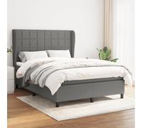 Vidaxl Lit À Sommier Tapissier Avec Matelas Gris Foncé 140x190cm Tissu Gris