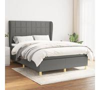 vidaXL Lit à sommier tapissier avec matelas Gris foncé 140x200cm Tissu