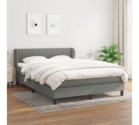 Vidaxl Lit À Sommier Tapissier Avec Matelas Gris Foncé 140x200cm Tissu Gris