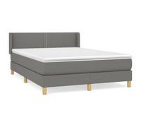 Vidaxl Lit À Sommier Tapissier Avec Matelas Gris Foncé 140x200cm Tissu Gris