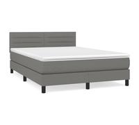 Vidaxl Lit À Sommier Tapissier Avec Matelas Gris Foncé 140x200cm Tissu Gris
