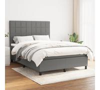 Vidaxl Lit À Sommier Tapissier Avec Matelas Gris Foncé 140x200cm Tissu Gris