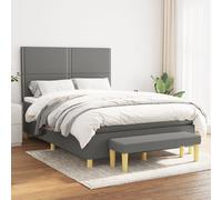 Vidaxl Lit À Sommier Tapissier Avec Matelas Gris Foncé 140x200cm Tissu Gris