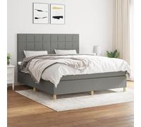 Vidaxl Lit À Sommier Tapissier Avec Matelas Gris Foncé 160x200cm Tissu Gris