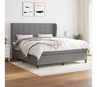 Vidaxl Lit À Sommier Tapissier Avec Matelas Gris Foncé 160x200cm Tissu Gris