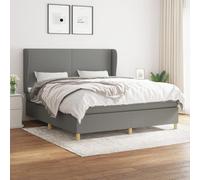 Vidaxl Lit À Sommier Tapissier Avec Matelas Gris Foncé 160x200cm Tissu Gris