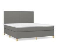 Vidaxl Lit À Sommier Tapissier Avec Matelas Gris Foncé 160x200cm Tissu Gris