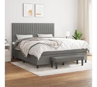 Sommier à Lattes de Lit avec Matelas, Lit Rembourré, Lit Double, Lit Adulte de Chambre à Coucher Intérieur, Moderne, Gris Foncé 180x200cm Tissu