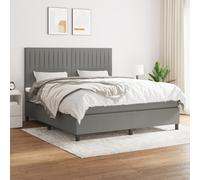 Vidaxl Lit À Sommier Tapissier Avec Matelas Gris Foncé 180x200cm Tissu Gris