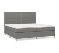 Vidaxl Lit À Sommier Tapissier Avec Matelas Gris Foncé 200x200cm Tissu Gris